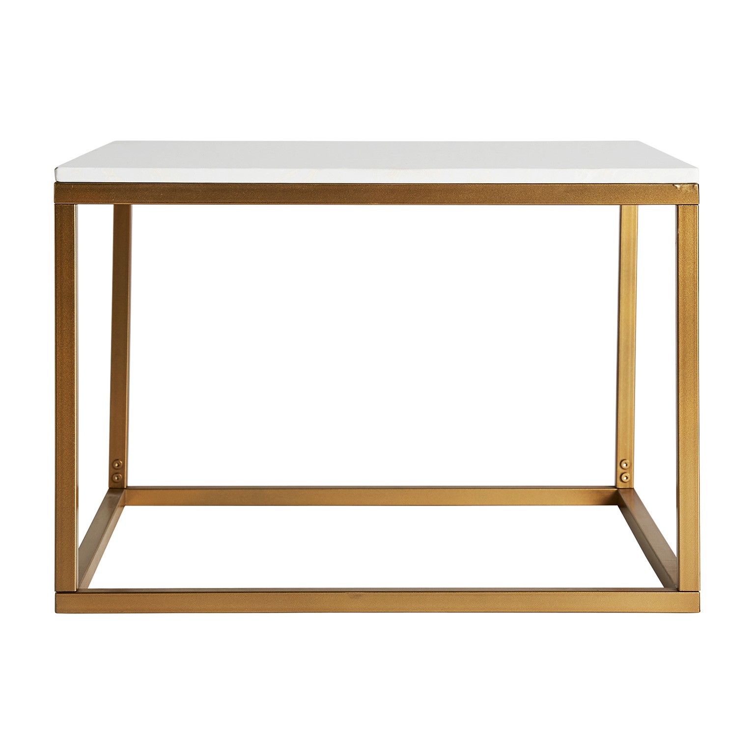 Latón Post impresionismo acortar Mesa de centro con tablero de mármol blanco y patas de hierro doradas