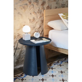  Axdwfd Mesa auxiliar nórdica, mesa auxiliar de madera maciza,  mesa redonda para el hogar, sala de estar, color opcional (color azul,  tamaño: 19.7 in) : Hogar y Cocina
